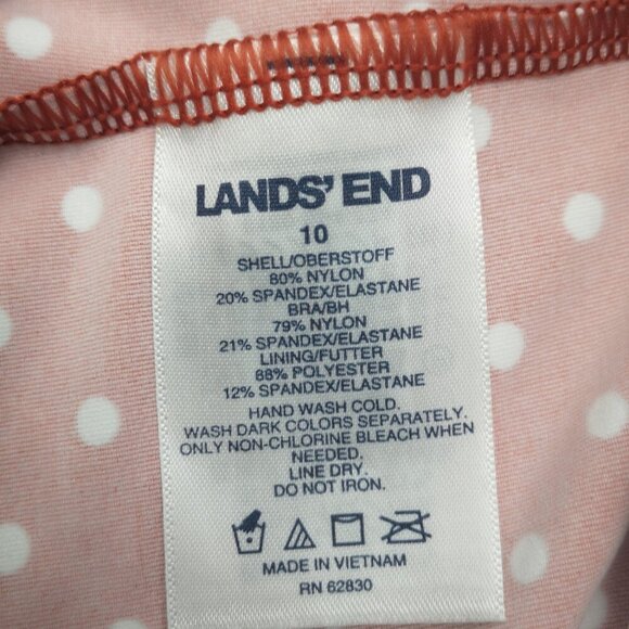 Lands' End Ladies Size 10 Rust w/ White Polka Dots 2 Piece Tankini Bathing Suit - Picture 6 of 15